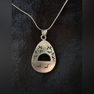 Sterling Silver Teardrop Pendant Necklace - Silver